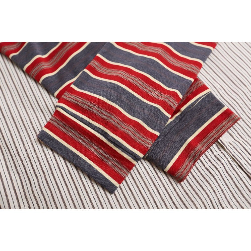 Retro Faux Two - piece Shawl - striped Shirt - Thrashink