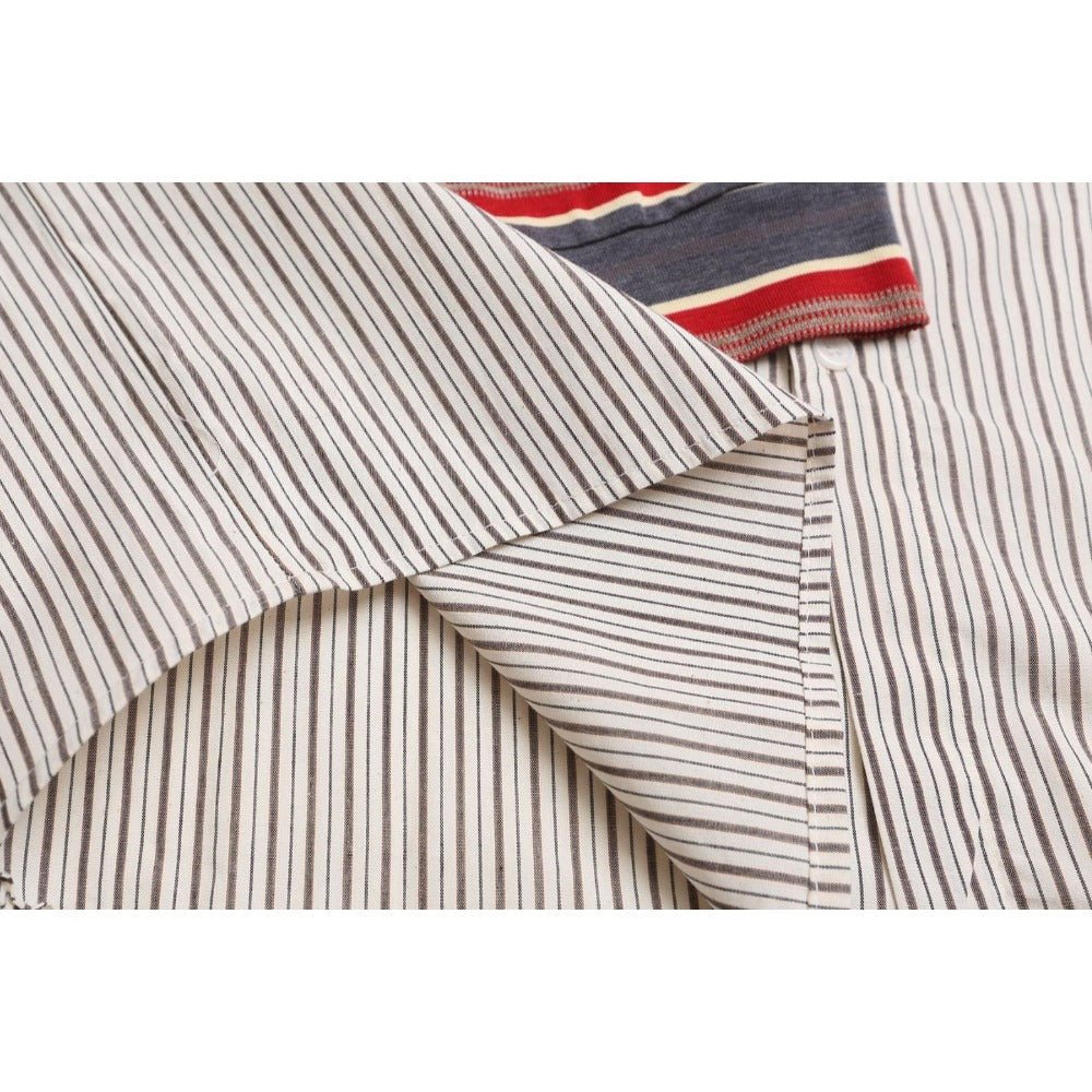 Retro Faux Two - piece Shawl - striped Shirt - Thrashink