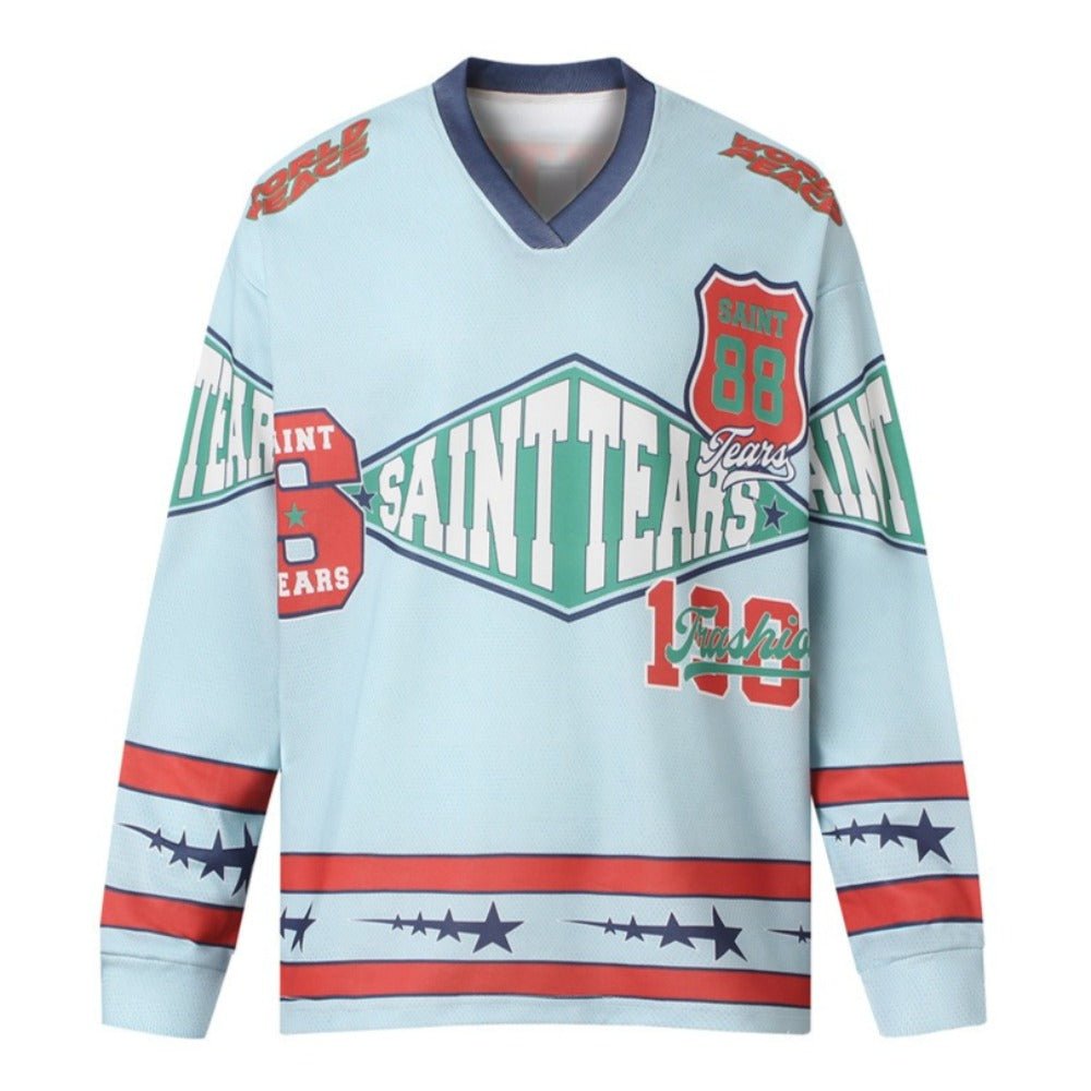 Retro Full - print Letter Contrast Color T-Shirt - Thrashink