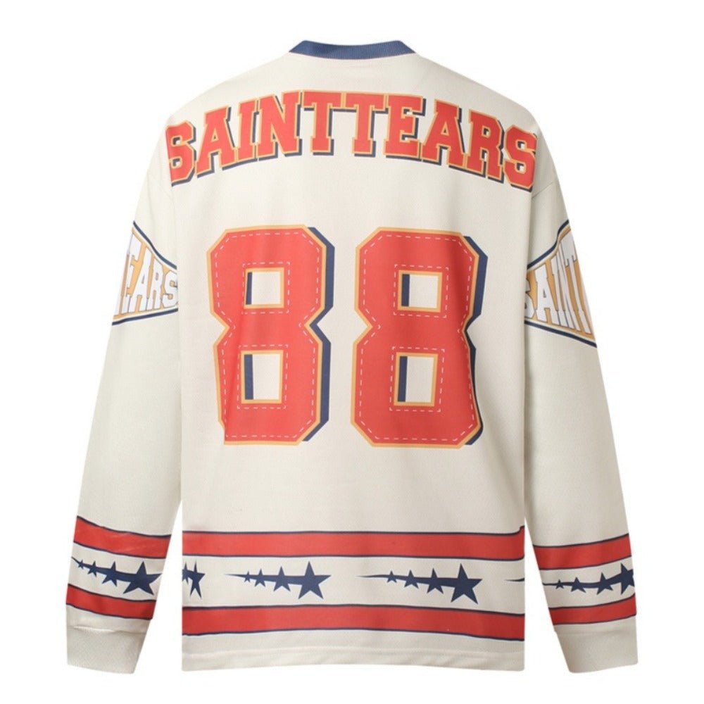 Retro Full - print Letter Contrast Color T-Shirt - Thrashink