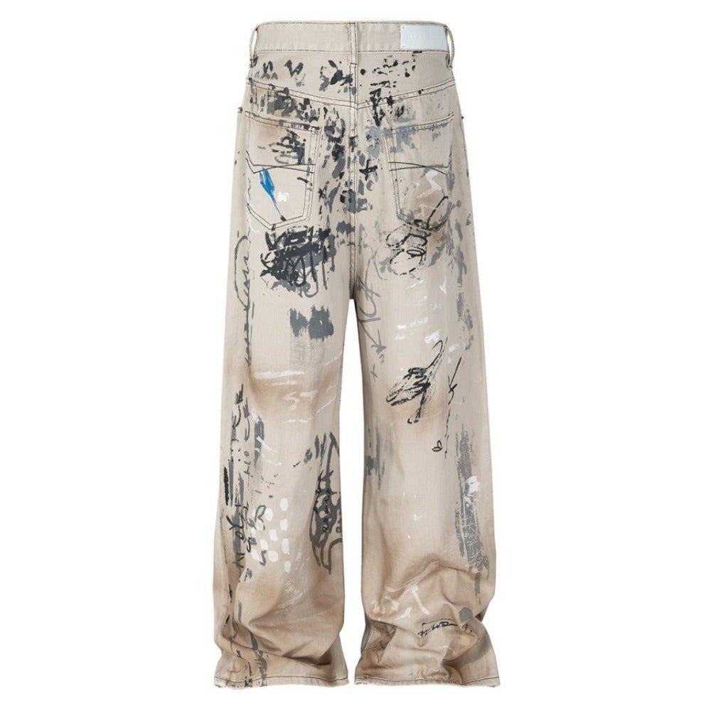 Retro Hand - painted Graffiti Washed Jeans - Thrashink