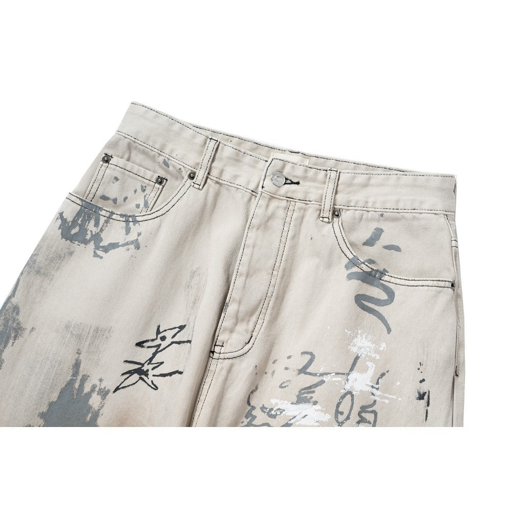 Retro Hand - painted Graffiti Washed Jeans - Thrashink