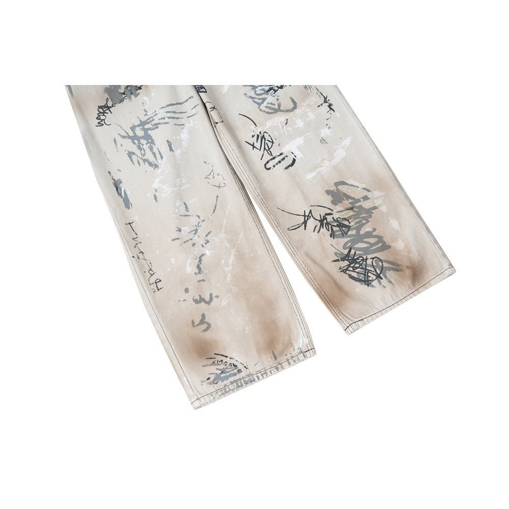 Retro Hand - painted Graffiti Washed Jeans - Thrashink