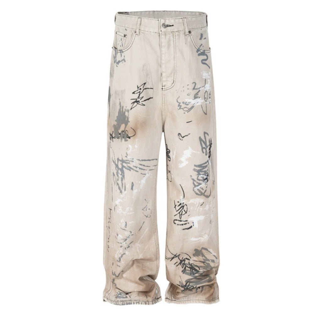 Retro Hand - painted Graffiti Washed Jeans - Thrashink