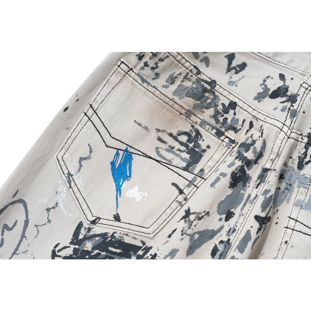 Retro Hand - painted Graffiti Washed Jeans - Thrashink