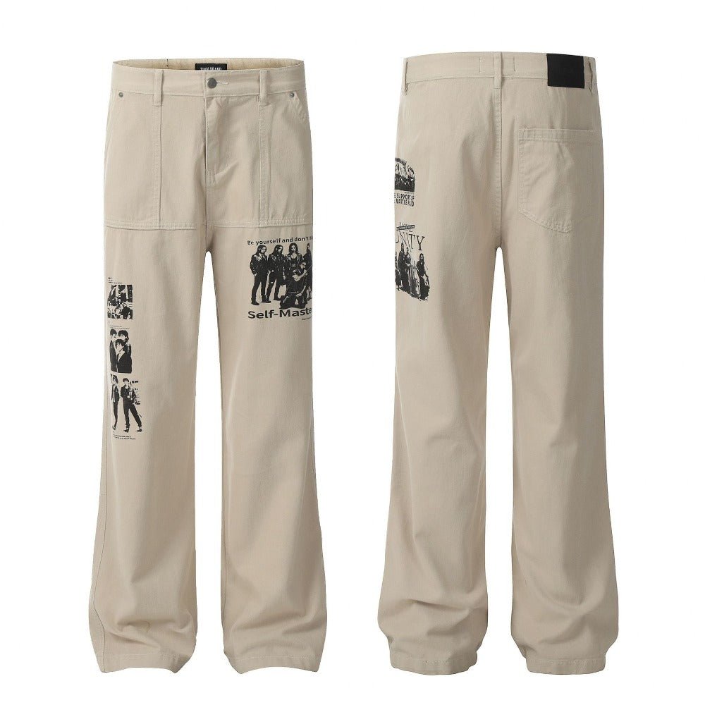 Retro Hip - hop Graffiti Print Cargo Pants - Thrashink