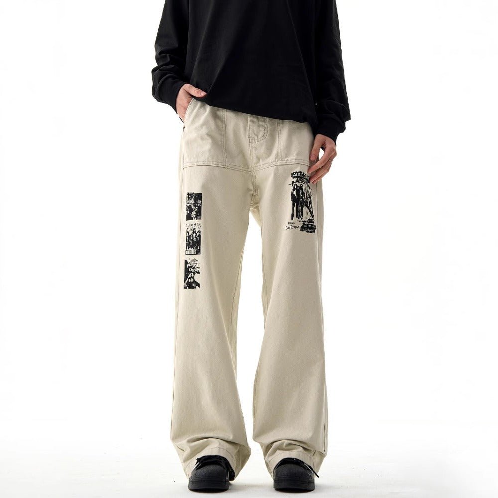 Retro Hip - hop Graffiti Print Cargo Pants - Thrashink