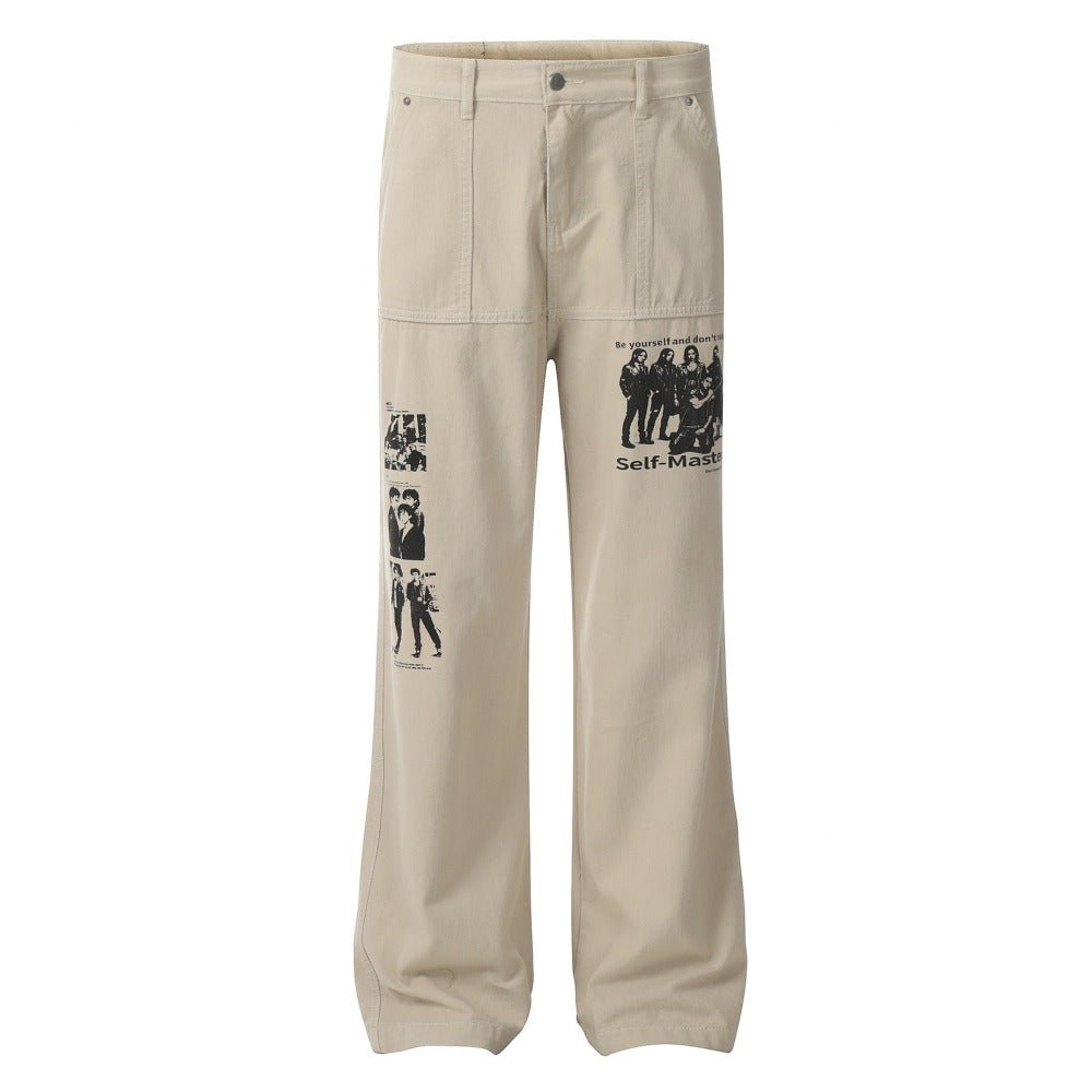 Retro Hip - hop Graffiti Print Cargo Pants - Thrashink