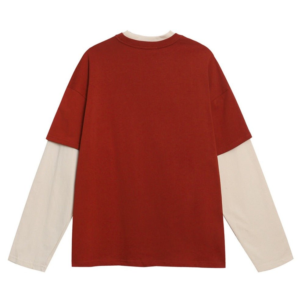 Retro Letter Print Fake Two - piece Shirt - Thrashink