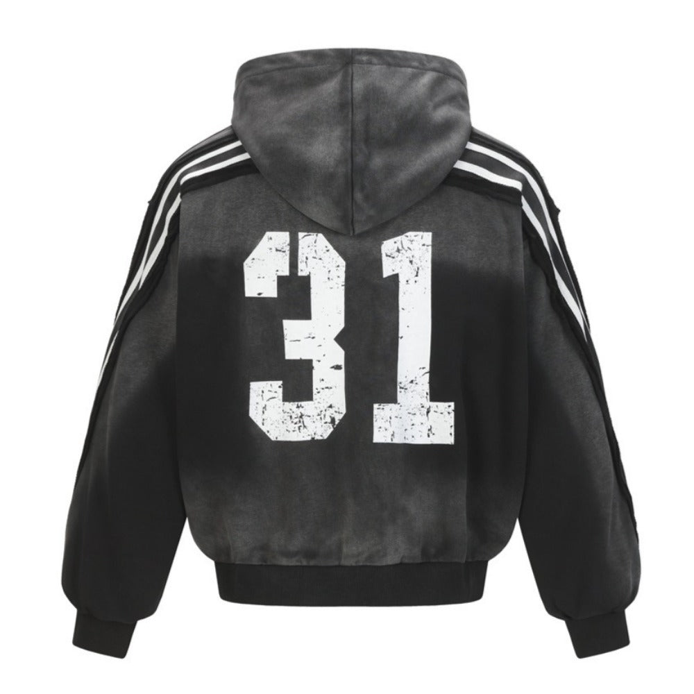 Retro Number Print Sport Hoodie - Thrashink