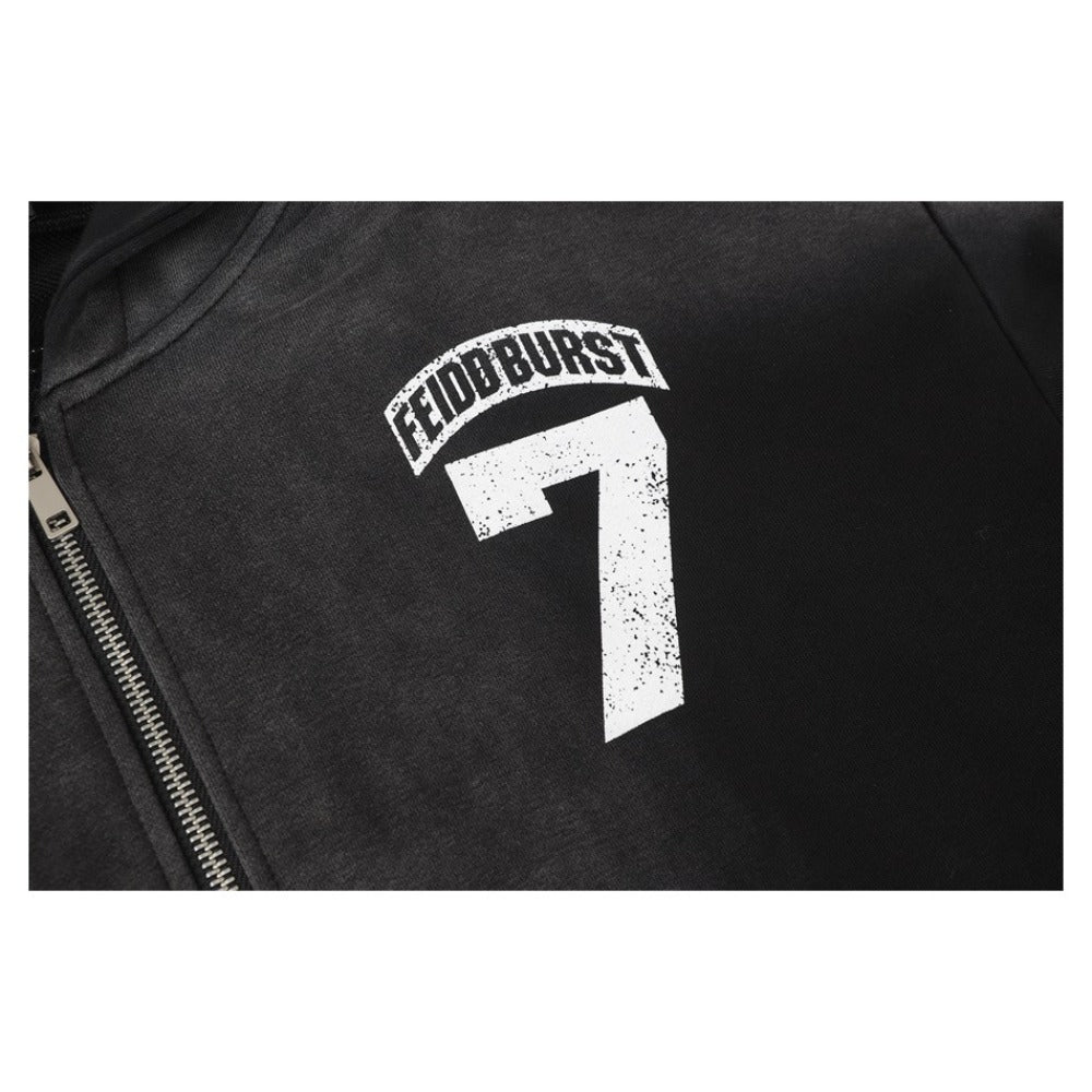 Retro Number Print Sport Hoodie - Thrashink