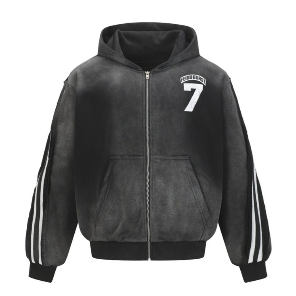 Retro Number Print Sport Hoodie - Thrashink