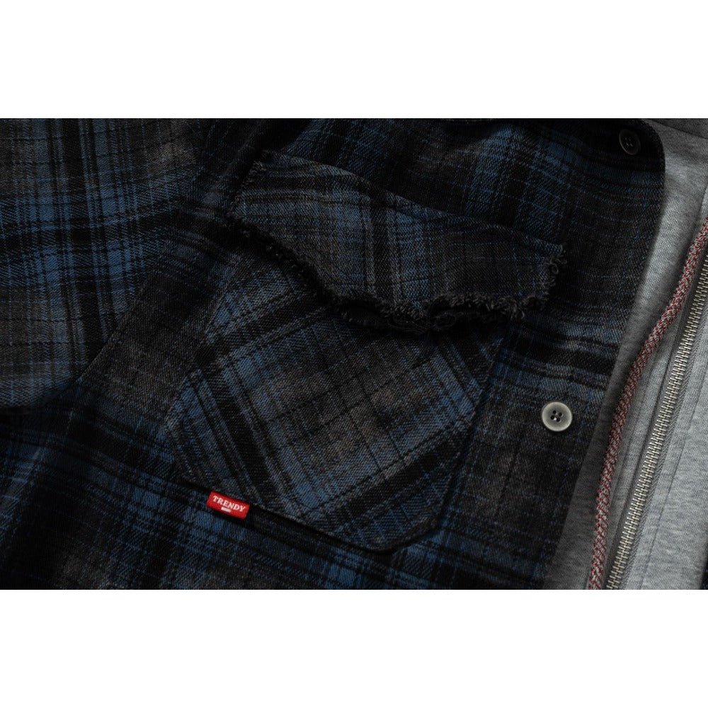 Retro Plaid Fake Two - piece Hooded Cotton Jacket - Thrashink