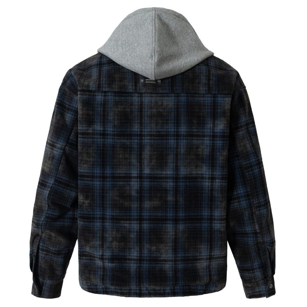 Retro Plaid Fake Two - piece Hooded Cotton Jacket - Thrashink