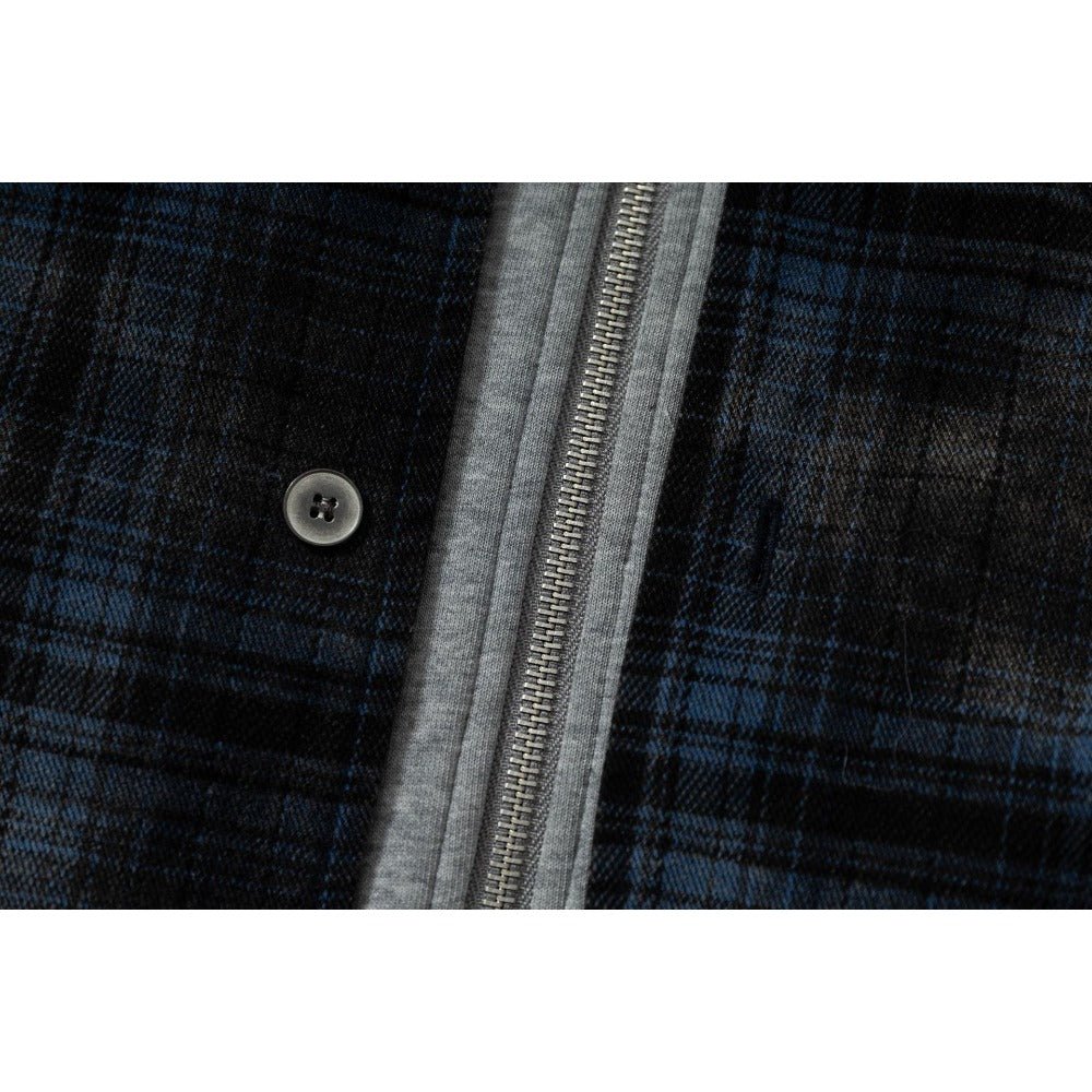 Retro Plaid Fake Two - piece Hooded Cotton Jacket - Thrashink