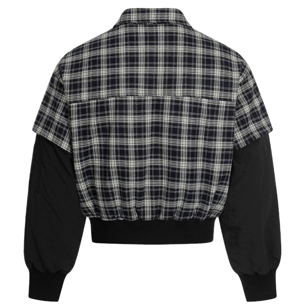 Retro Plaid Patchwork Fake Two - piece Jacket - Thrashink