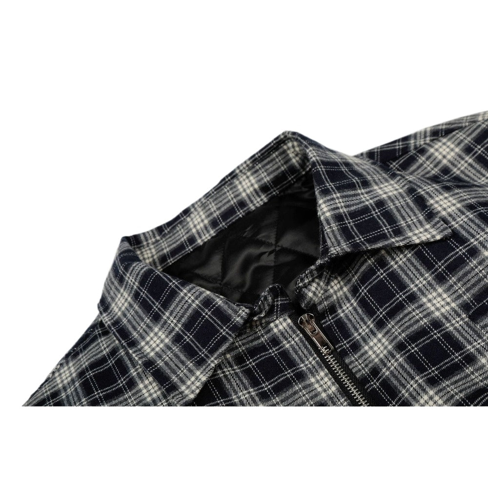 Retro Plaid Patchwork Fake Two - piece Jacket - Thrashink