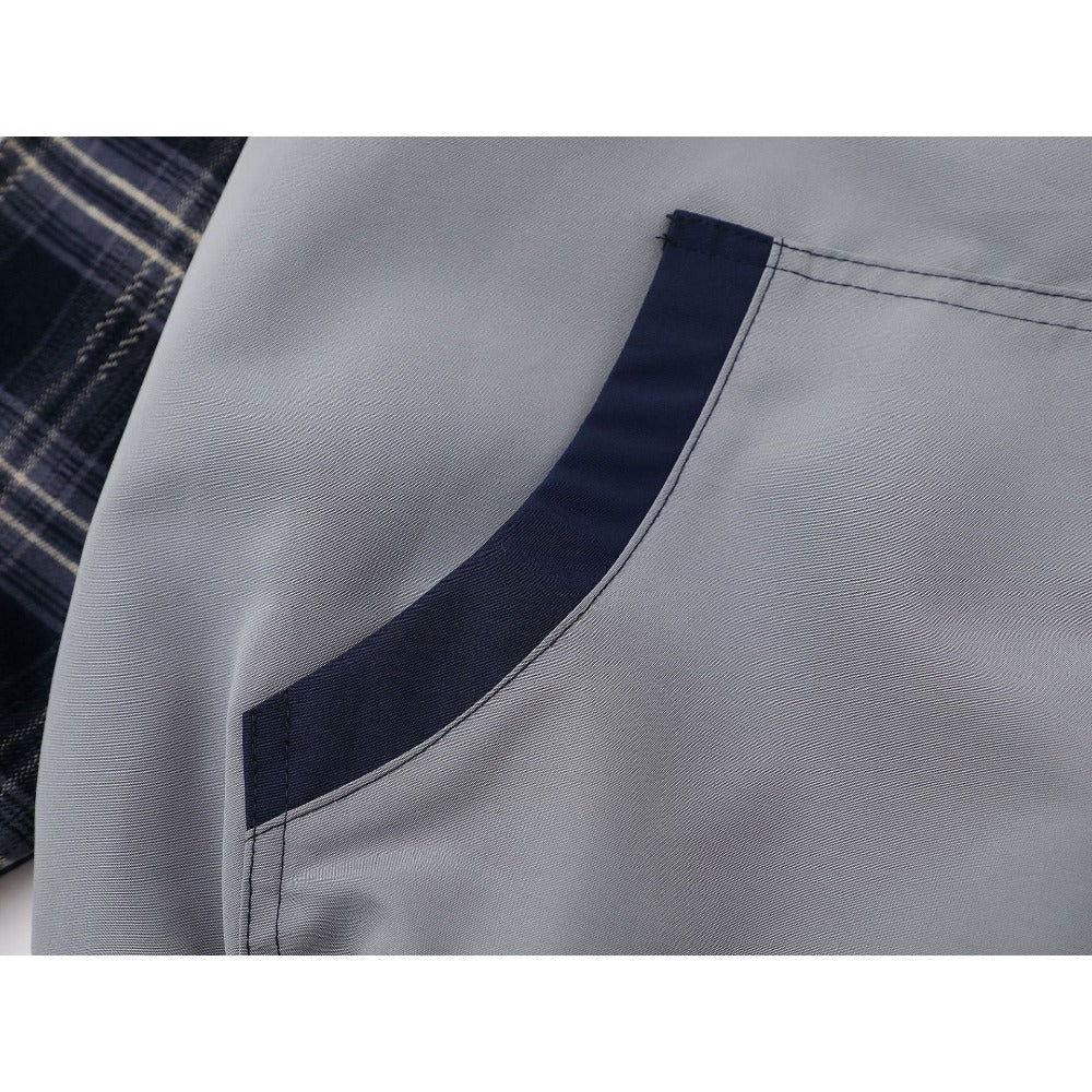 Retro Plaid Spliced Zip - Up Hoodie - Thrashink