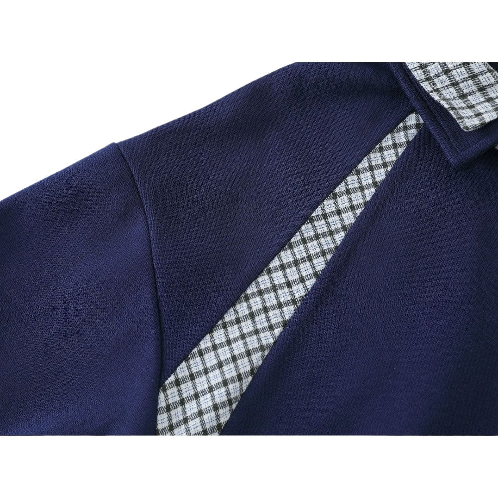 Retro Preppy Plaid Double - Collar Sweatshirt - Thrashink