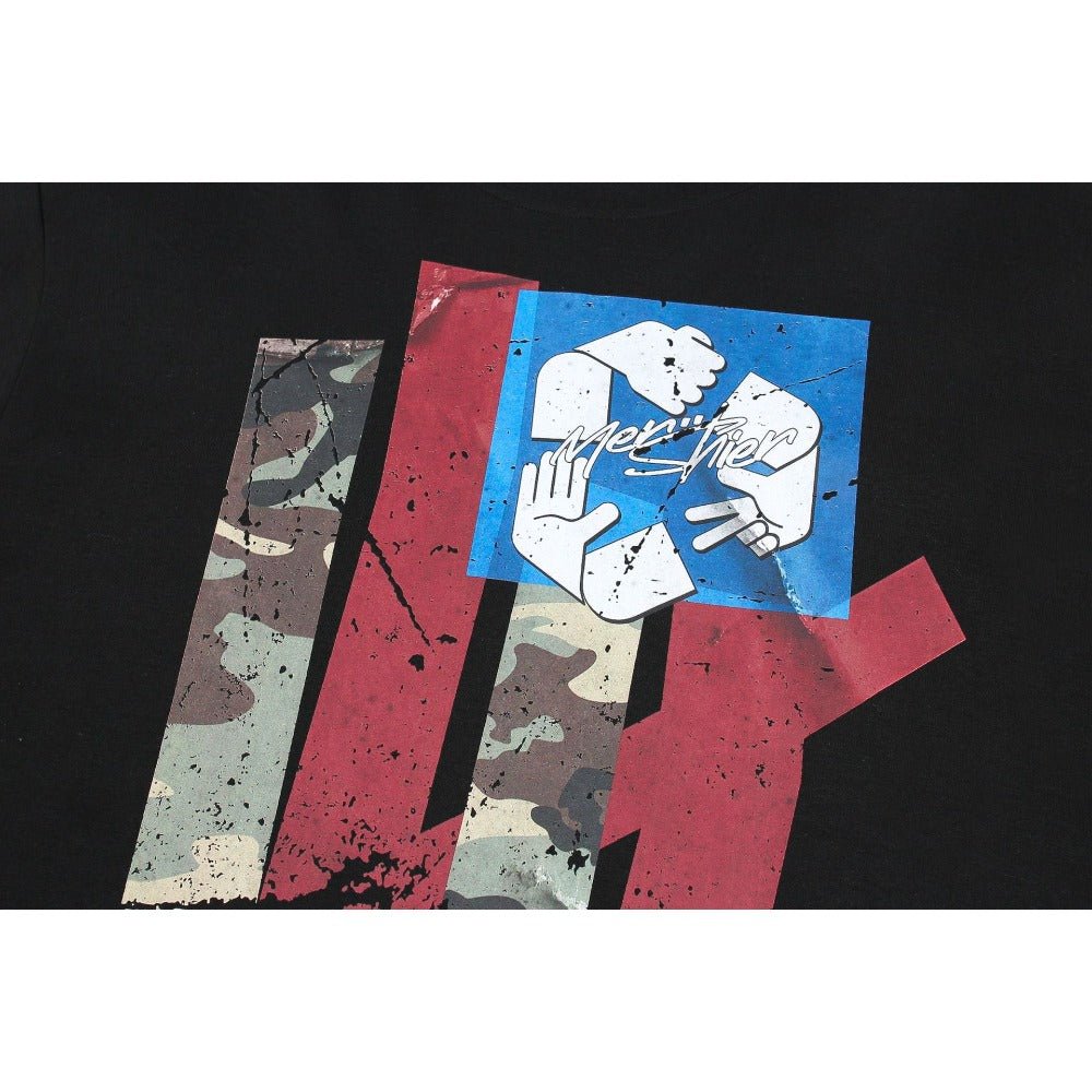 Retro Print Fake Two Piece T-Shirt - Thrashink