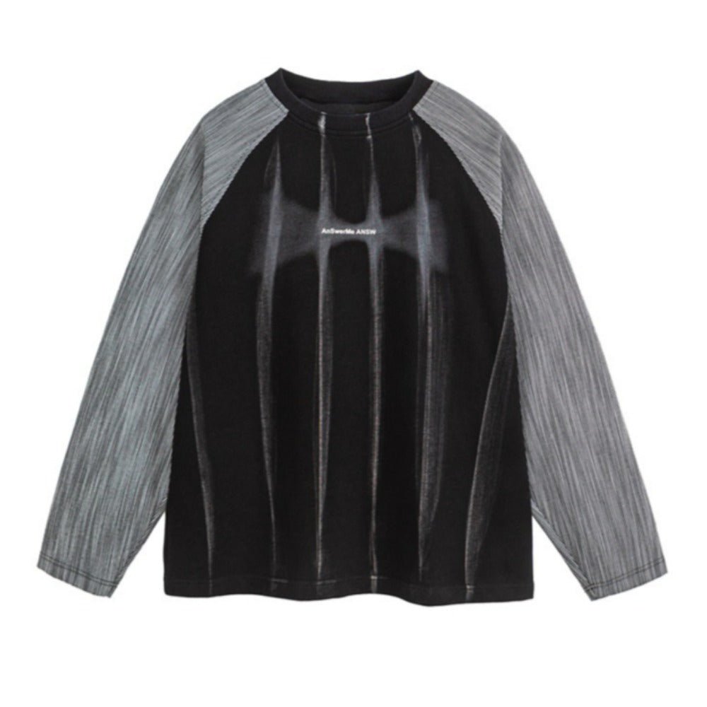 Retro Raglan Sleeve Crew Neck Sweatshirt - Thrashink