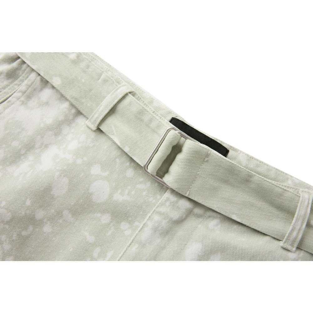 Retro Splatter Ink Sage Green Wide - leg Pants - Thrashink