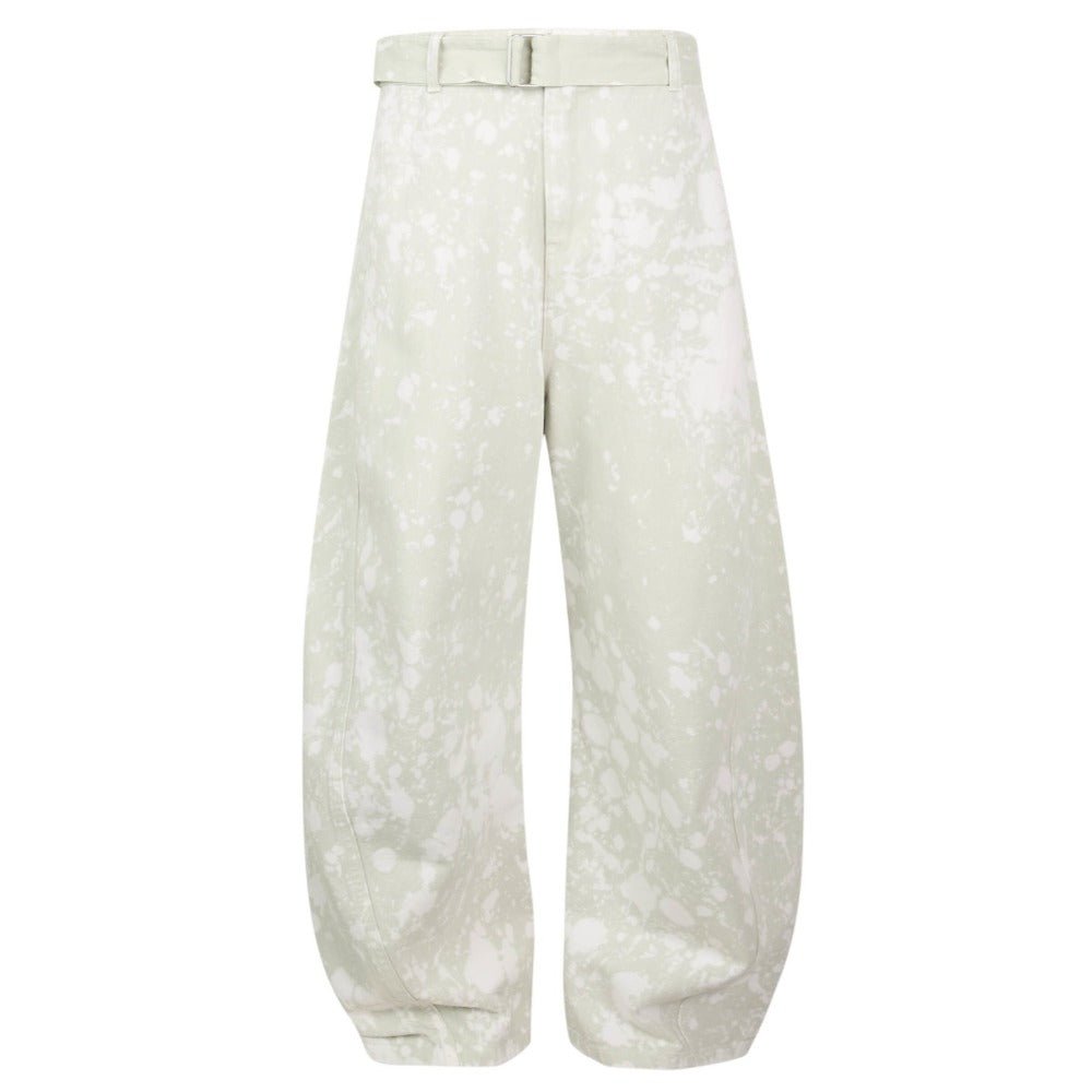 Retro Splatter Ink Sage Green Wide - leg Pants - Thrashink