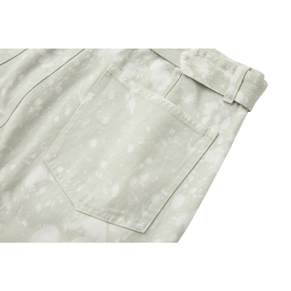 Retro Splatter Ink Sage Green Wide - leg Pants - Thrashink