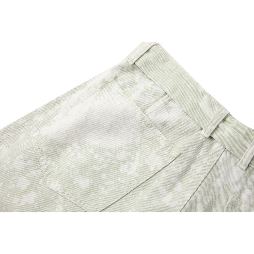 Retro Splatter Ink Sage Green Wide - leg Pants - Thrashink