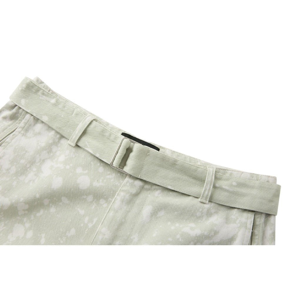 Retro Splatter Ink Sage Green Wide - leg Pants - Thrashink