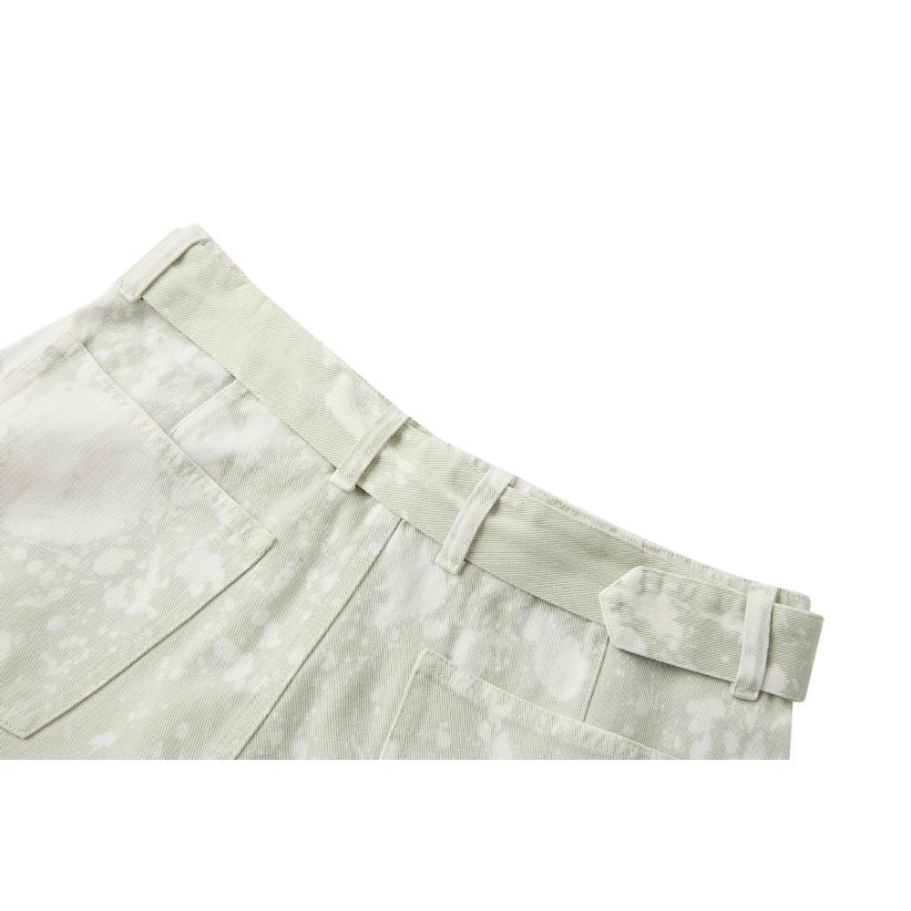 Retro Splatter Ink Sage Green Wide - leg Pants - Thrashink
