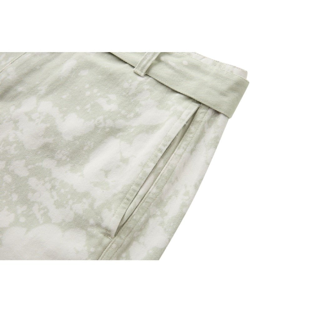 Retro Splatter Ink Sage Green Wide - leg Pants - Thrashink