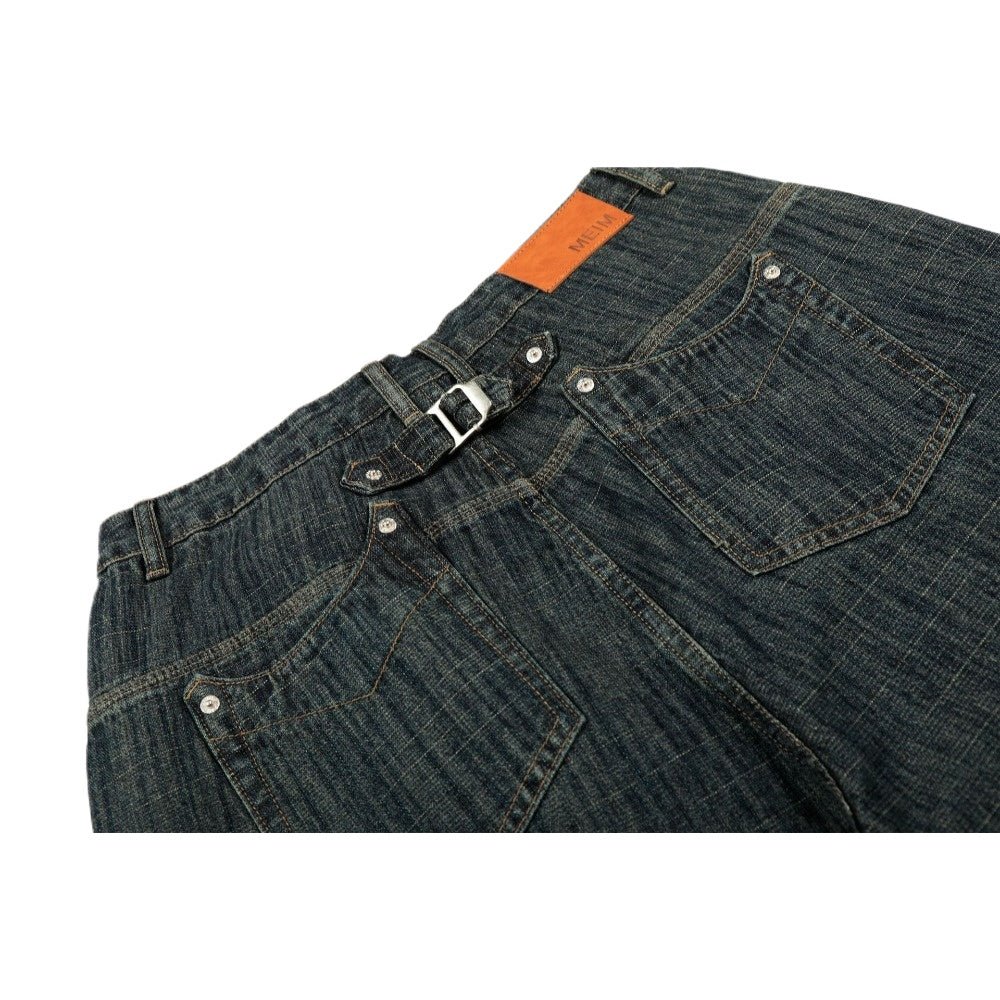 Retro Striped Straight Leg Jeans - Thrashink