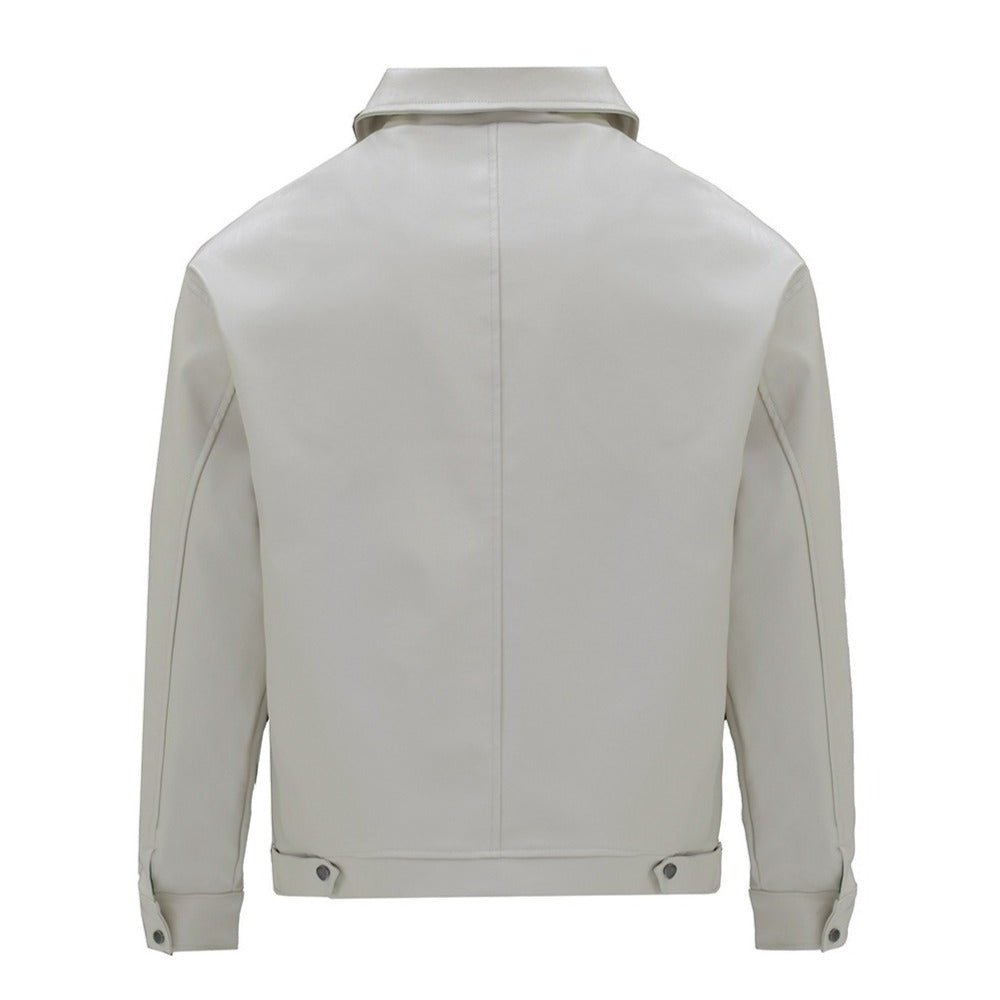 Retro Structured Patchwork PU Leather Jacket - Thrashink