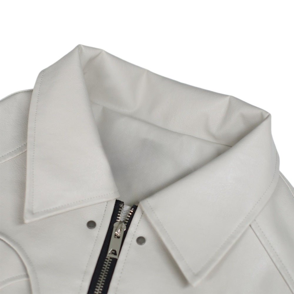 Retro Structured Patchwork PU Leather Jacket - Thrashink