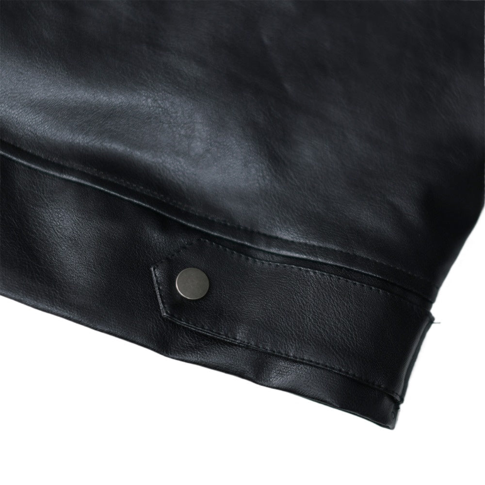 Retro Structured Patchwork PU Leather Jacket - Thrashink