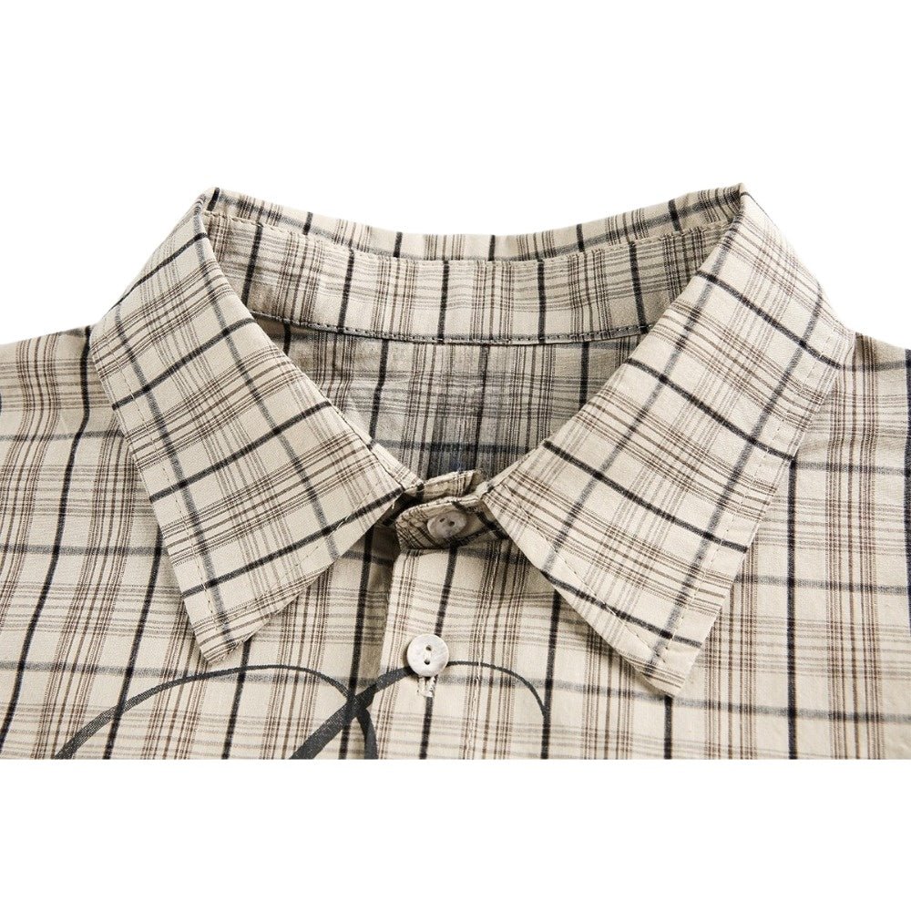 Retro - style Versatile Printed Plaid Shirt - Thrashink