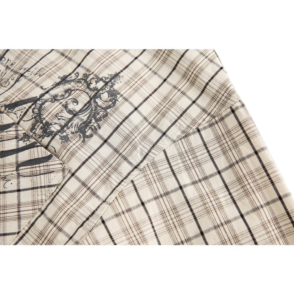 Retro - style Versatile Printed Plaid Shirt - Thrashink