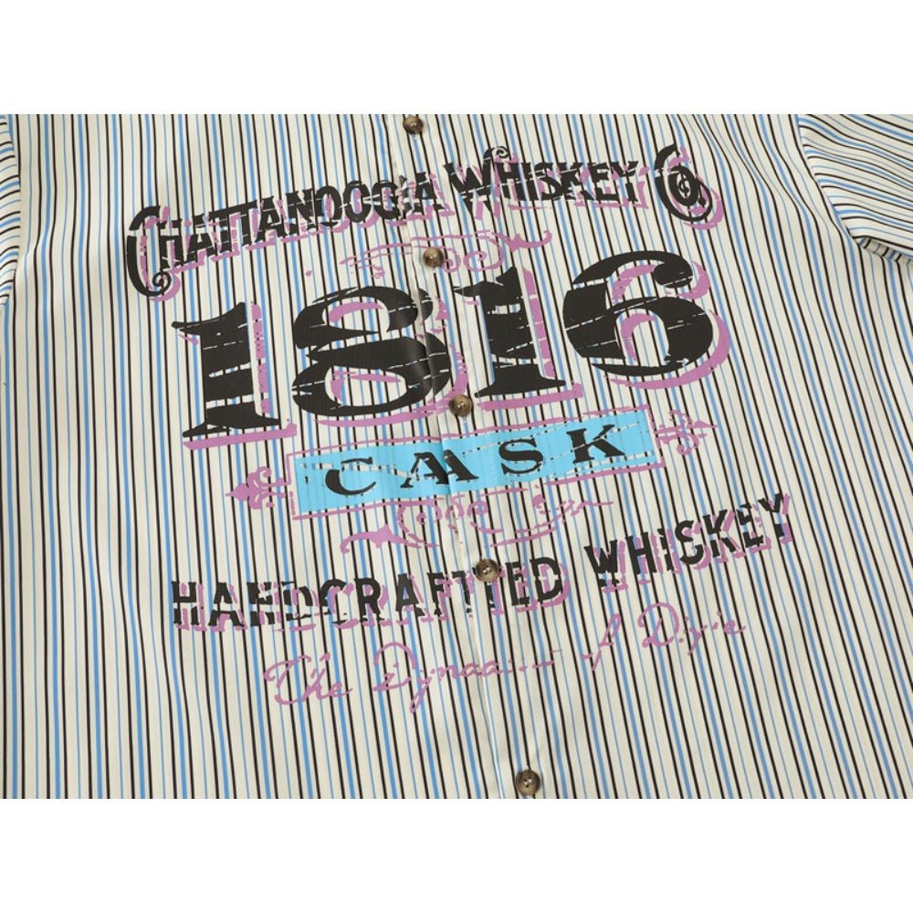 Retro Vertical Stripe Digital Print Shirt - Thrashink