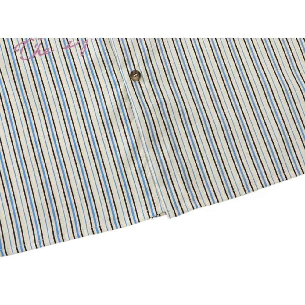 Retro Vertical Stripe Digital Print Shirt - Thrashink