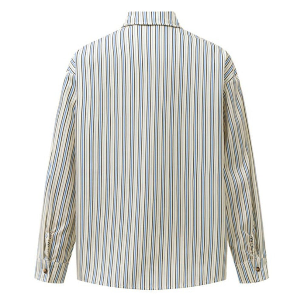 Retro Vertical Stripe Digital Print Shirt - Thrashink