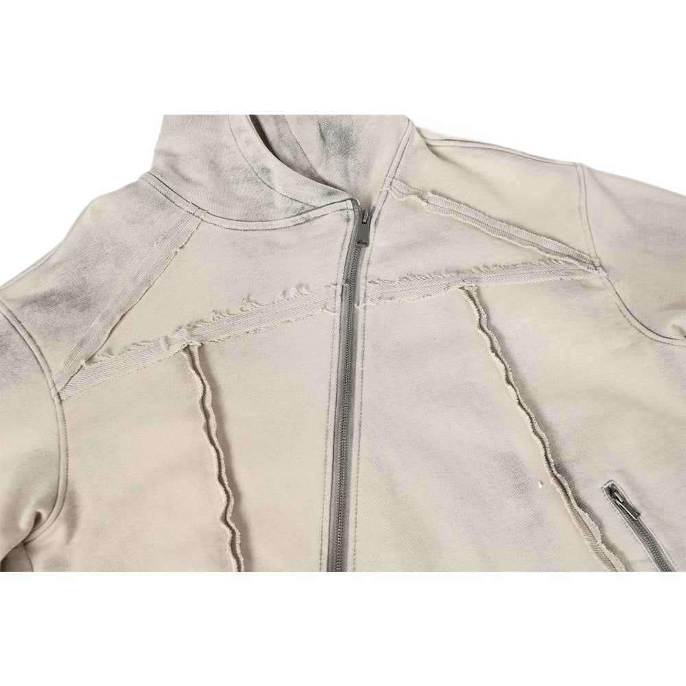 Retro Washed Water Slanted Zipper Hoodie - Thrashink