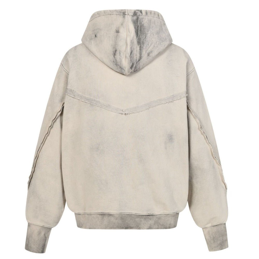 Retro Washed Water Slanted Zipper Hoodie - Thrashink