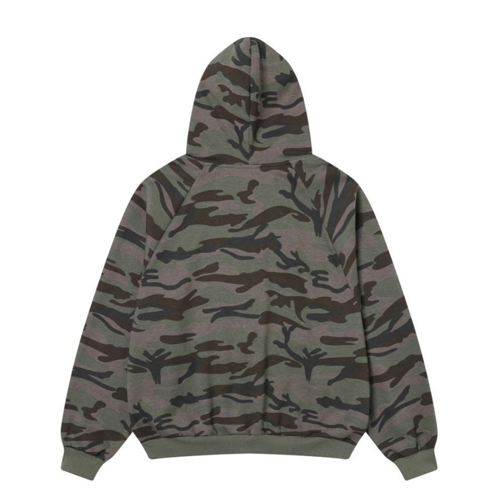 Rhinestone Camouflage Hooded Hoodie - Thrashink