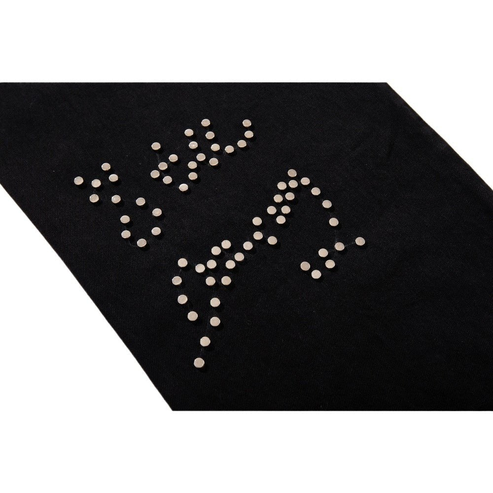 Rhinestone Leopard Music Note Print Jeans - Thrashink