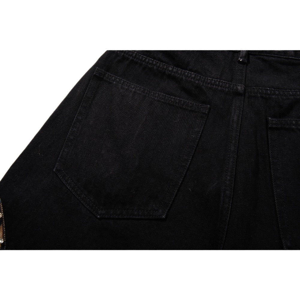 Rhinestone Leopard Music Note Print Jeans - Thrashink