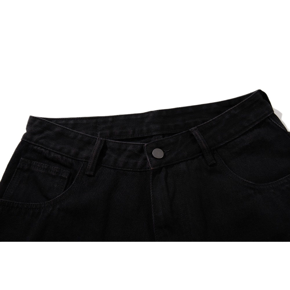 Rhinestone Leopard Music Note Print Jeans - Thrashink