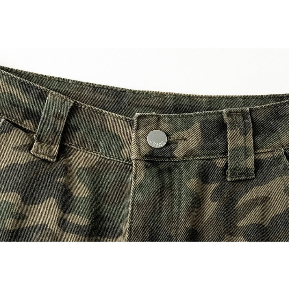 Ripped Camouflage Cargo Shorts - Thrashink