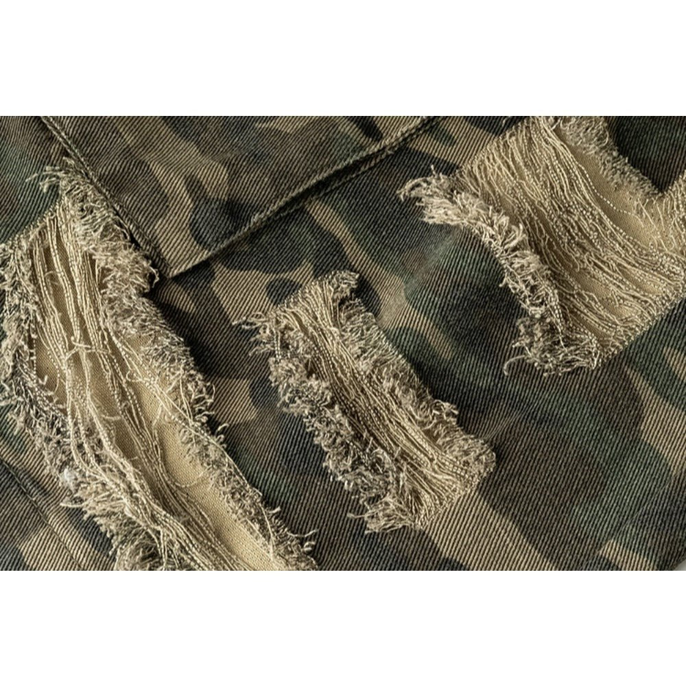 Ripped Camouflage Cargo Shorts - Thrashink