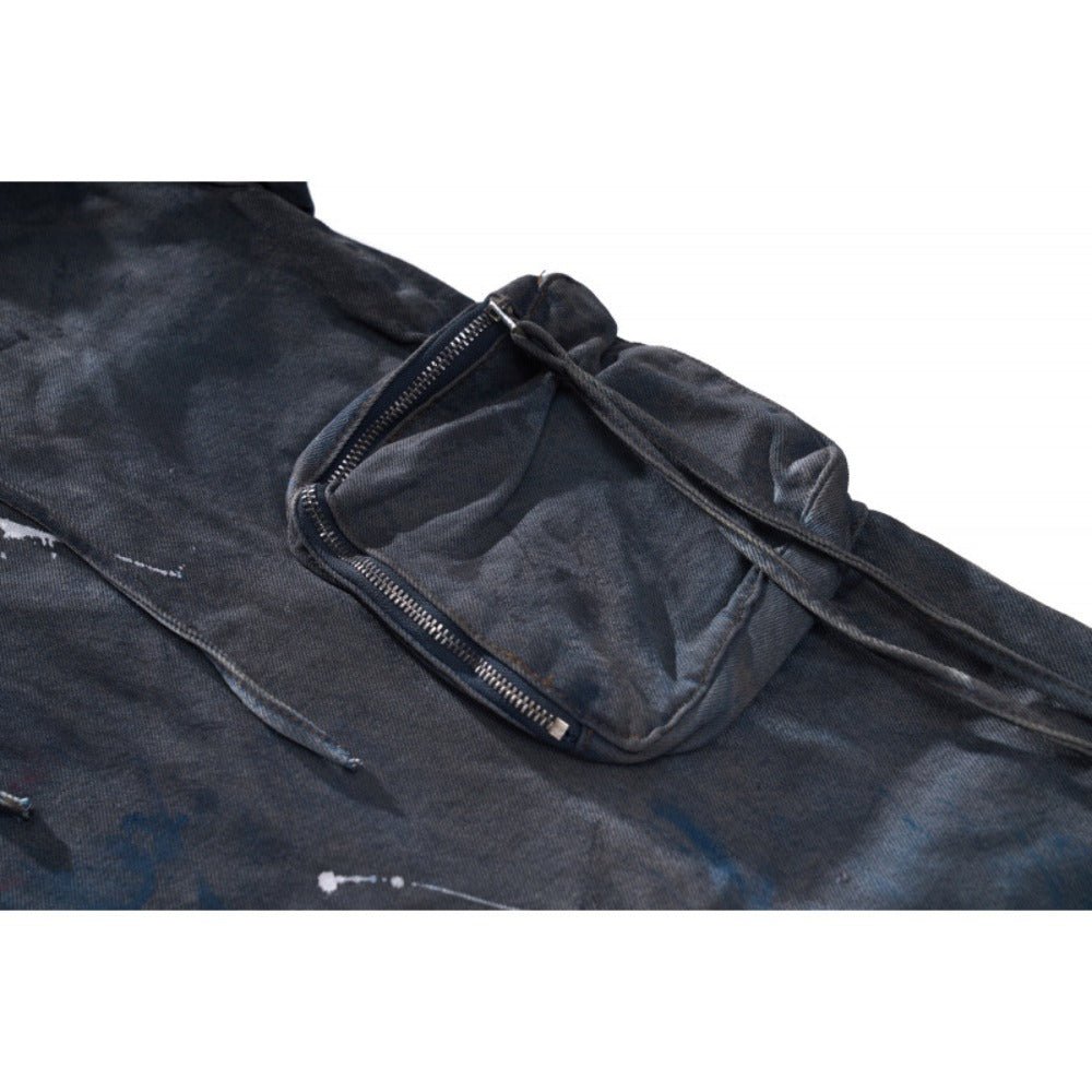 Ripped Spray - painted Multi - pocket Cargo Pants - Thrashink